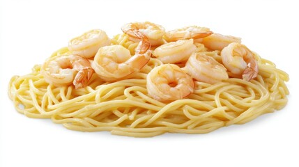 Delicious Shrimp Pasta Dish on a White Background for Food Lovers