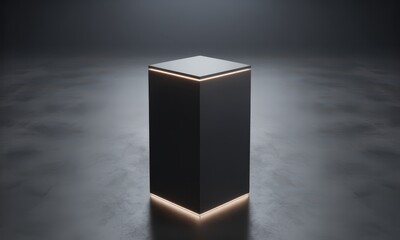 Illuminated dark gray pedestal platform
