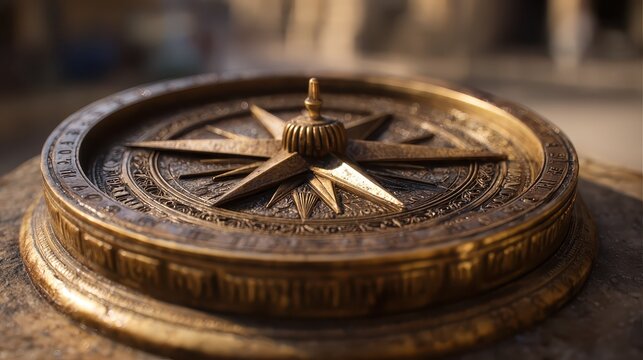 Antique Compass with Intricate Design in Soft Lighting Setting