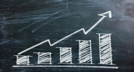 Chalkboard Growth Chart Upward Trend, Classroom Setting, Educational Background