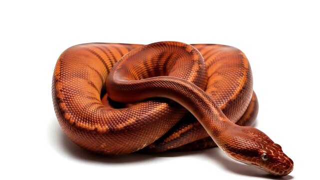 Close-Up of a Coiled Brown Python Preparing to Move in Natural Light