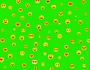 Animated emoji pattern on green background