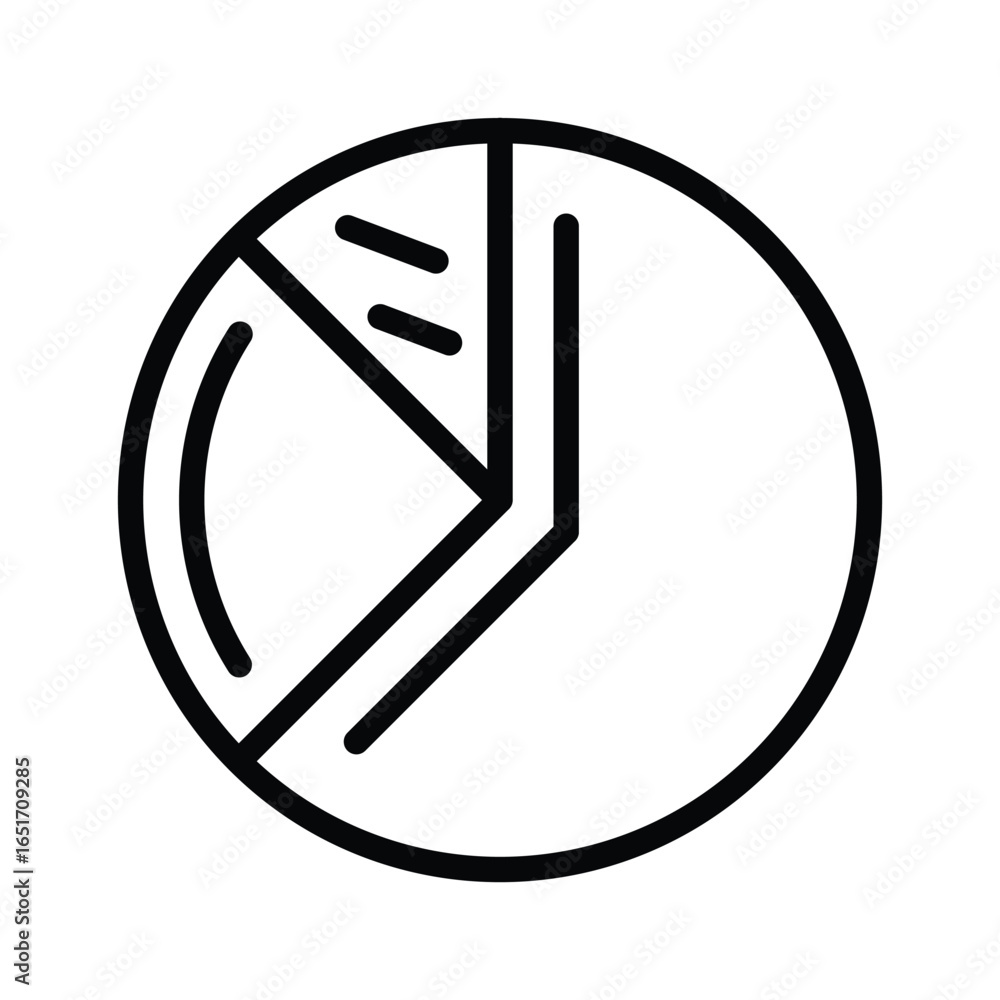 Aufkleber a pie chart divided into three distinct segments encircled by a solid outline, web icons in line sty