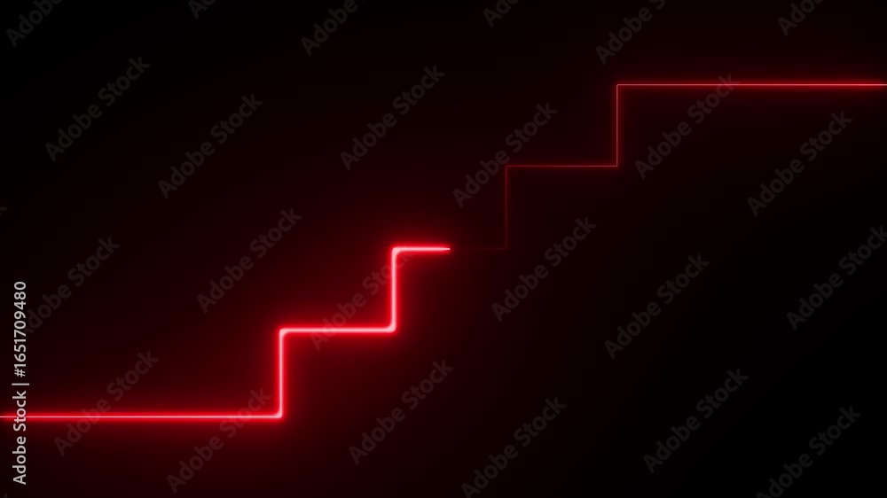 Poster glowing neon increase business graph arrow chart animation on black background.glowing neon up busin