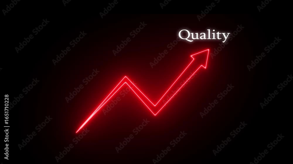 Poster glowing neon increase business graph arrow chart animation on black background.glowing neon up busin