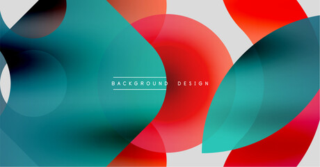 Fototapeta premium Abstract fluid shapes, vibrant colors blend. Modern design elements create dynamic background. Red, teal gradients dominate composition.