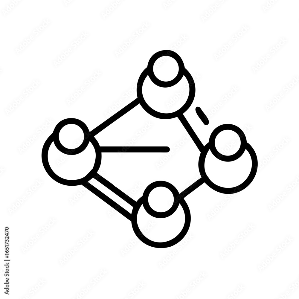 Aufkleber illustration of a molecular structure with four atoms connected by lines forming a network design st