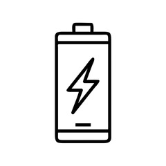 Obraz premium Outline drawing of a battery with a lightning bolt symbol indicating electrical power and charging status