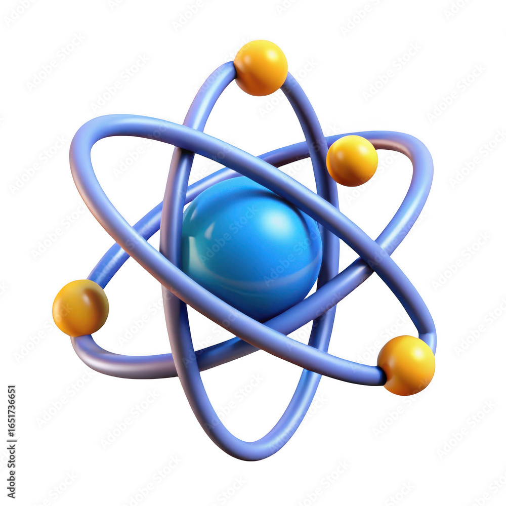 Aufkleber 3d atomic structure model with orbiting electrons isolated on transparent background