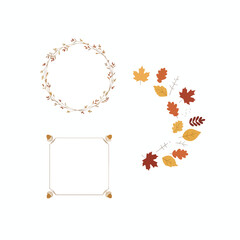 Autumn-themed decorative frames with leaves and floral elements.