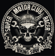 Tee skull motorcycle graphic design