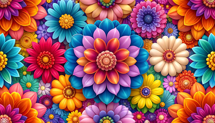 Vibrant Floral Arrangement with Detailed Petal Textures and a Spectrum of Bright Colors on Black Background