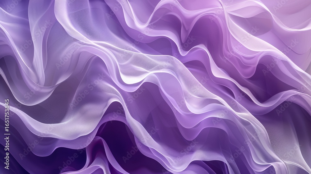Poster abstract purple flowing wave layers. digital artwork of wavy pattern of gradient purple watercolor w
