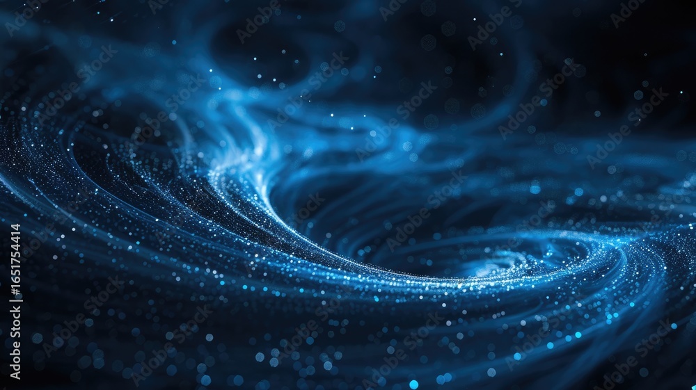 Poster abstract picture micro light sparkling particle represent data flow vivid flowing wave with high tec