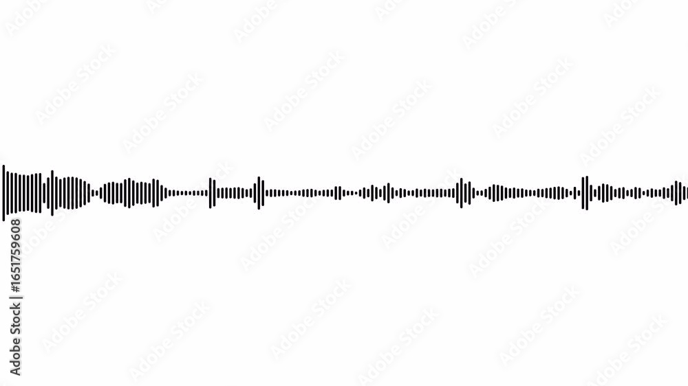 Poster audio waves equalizer animation on white background, audio visualization sound waves animated, audio