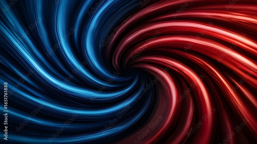 Poster this dynamic image showcases a captivating vortex design split between cool blue and fiery red hues,