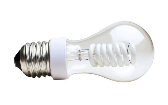 Energy efficient spiral light bulb isolated on white background