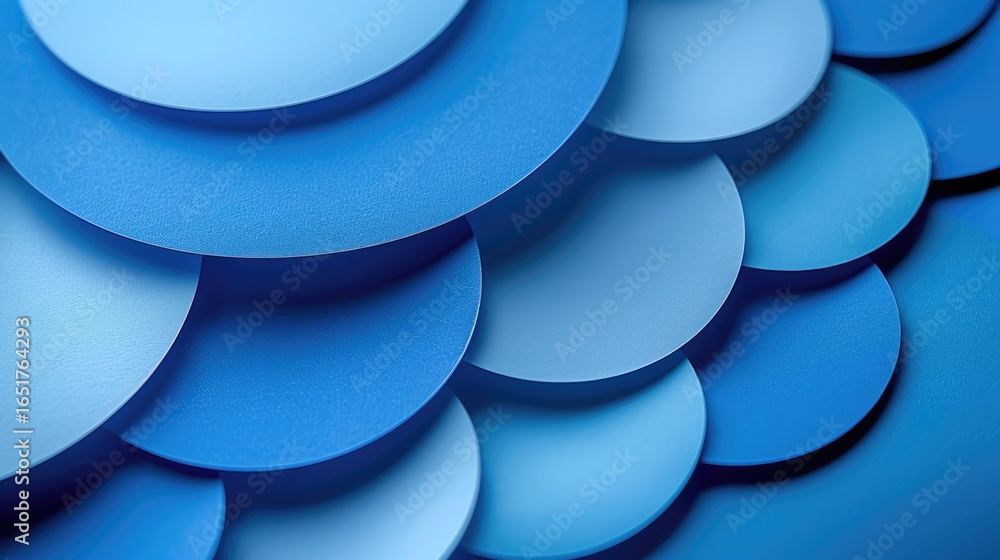 Aufkleber wavy blue layered paper texture. 3d rendering artwork of blue line in minimalist style. abstract pho