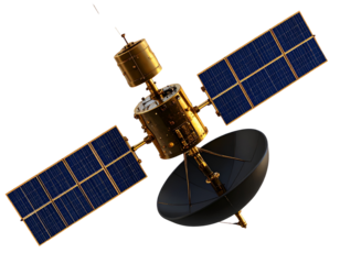  Express A Space Satellite Angled Side View, Rotating with Shadow Effect, Transparent PNG