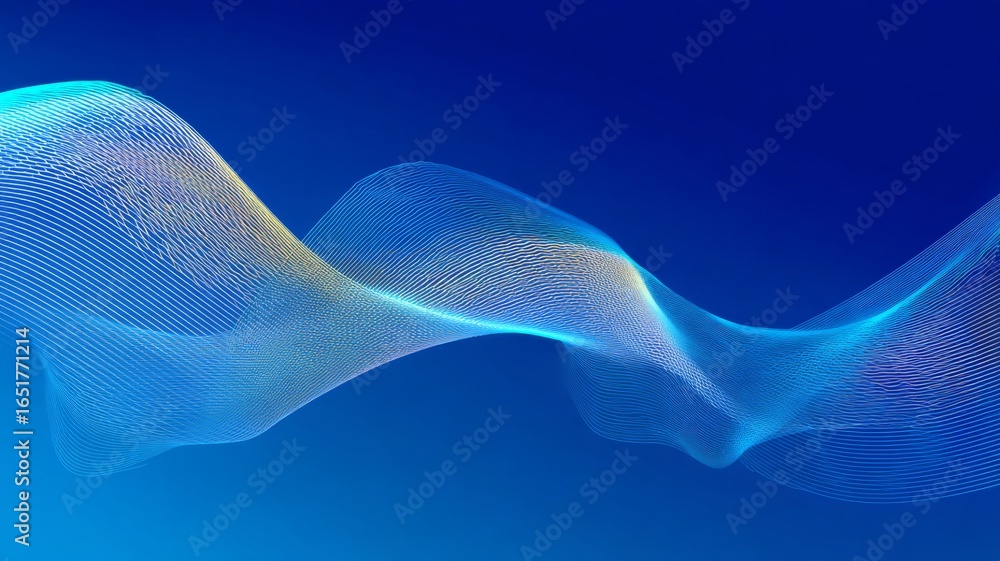 Poster abstract gradient wave of neon lines on blue and navy background with modern digital and business co