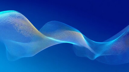 Abstract gradient wave of neon lines on blue and navy background with modern digital and business concept design