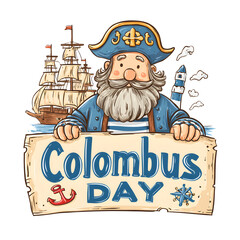 Columbus Day Illustration, isolated on white background