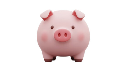Obraz premium A charming 3D render of a pink piglet with rosy cheeks and a cute snout, isolated on a white background.