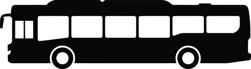 Black silhouette of a city bus isolated on transparent background silhouette