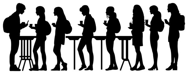 Cafeteria Flow: Student Silhouettes in Patient Line