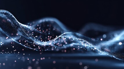 Abstract technology digital wave background with glowing particles and dynamic motion dots texture, futuristic cyber network design, modern business innovation and data visualization concept