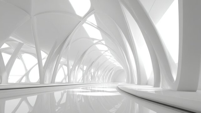 White futuristic business background with clean abstract geometric shapes, modern digital wave texture, glowing technology patterns, minimal corporate backdrop for innovation, data visualization, and 