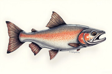 Detailed Fish Illustration with Vibrant Colors and Intricate Fin Detail