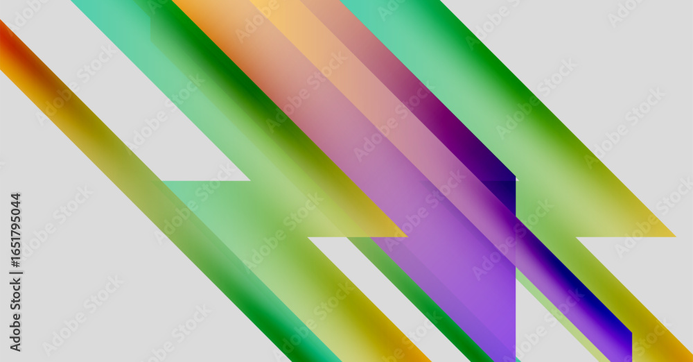 Poster abstract colorful stripes intersect, creating dynamic visual effect. gradients blend, forming modern