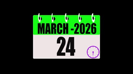 MARCH 24 - Daily Calendar Icon in flat design style on blank background . Day calendar with date  march 24.