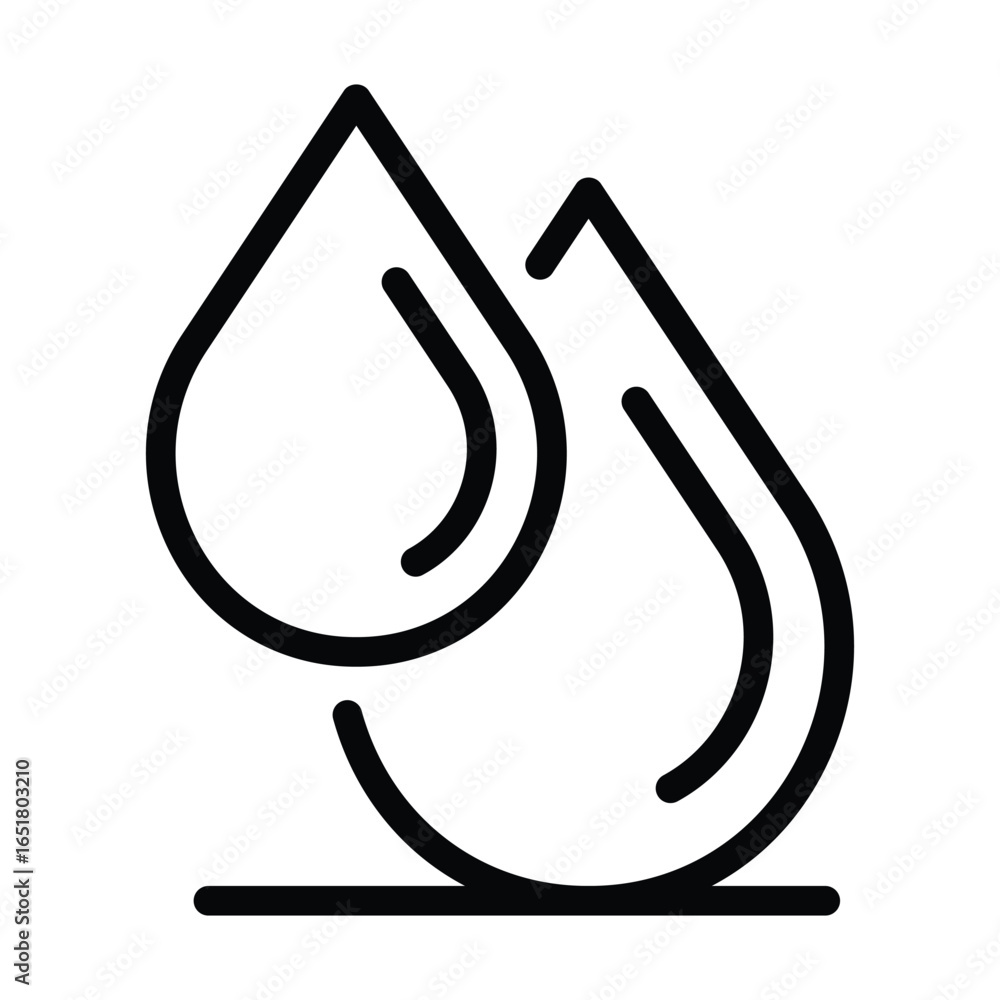 Aufkleber two stylized water droplet icons next to each other with a horizontal line at the bottom, web icons 
