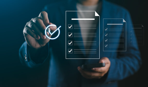 Accountant showing office document auditing concept, plan review process and assess correctness, Management of important document storage of organization, accountant Audit documents, document system.