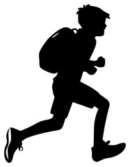 Silhouette of Students Running During Recess or Break Time