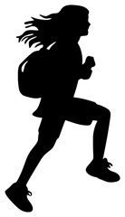 Silhouette of Students Running During Recess or Break Time