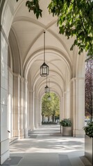 Fototapeta premium Elegant arched hallway with hanging lantern 