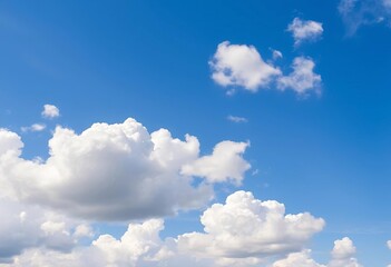 Fototapeta premium Vast panoramic blue sky, fluffy white clouds, daytime scene, vista, sky