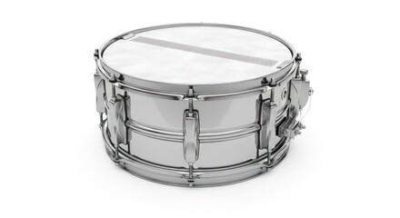 Isolated Silver Snare Drum on White Background