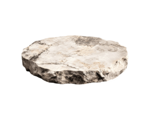 A round stone slab with a textured surface
