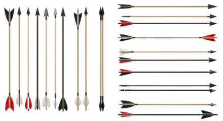  Set of red arrows pointing toward them