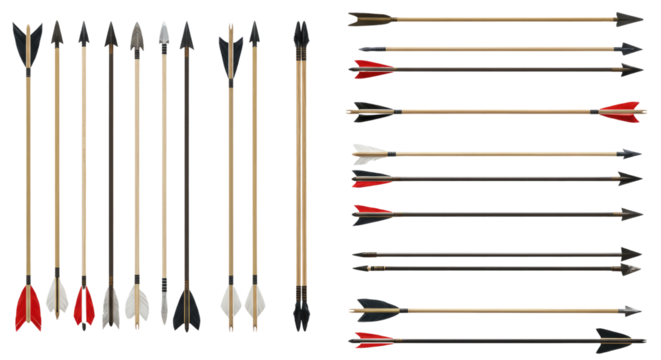  Set of red arrows pointing toward them