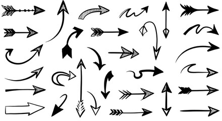 A collection of black arrow icons and vectors for web design and illustration