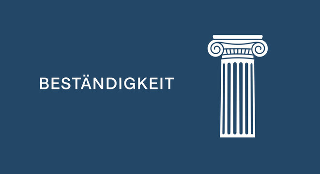 BEST&Auml;NDIGKEIT. Konzept f&uuml;r Stabilit&auml;t, Dauerhaftigkeit und Verl&auml;sslichkeit mit einer klassischen S&auml;ule als Symbol f&uuml;r St&auml;rke und Werte.