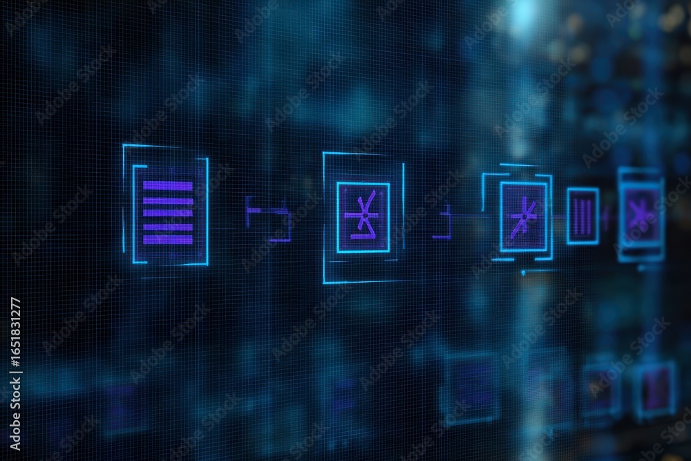Poster x-default futuristic technology interface with icons and symbols