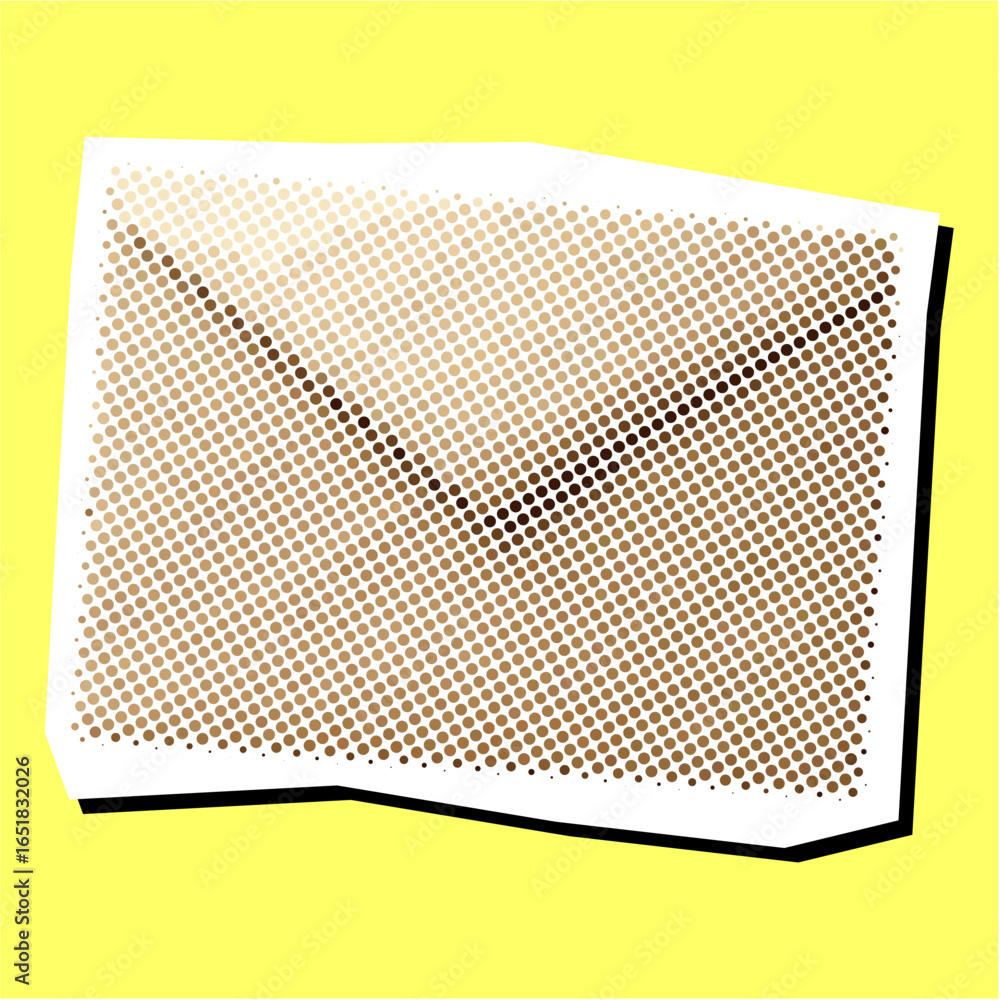Poster envelope mail halftone dotted collage element pointillize in paper torn vector. represents correspon