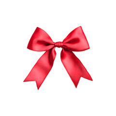 Fototapeta premium A bright red ribbon featuring two long tails and a knot in the center