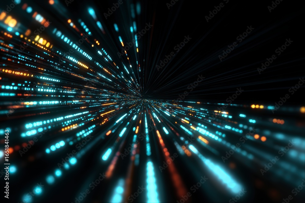 Poster x-default abstract technology background: futuristic data stream in motion